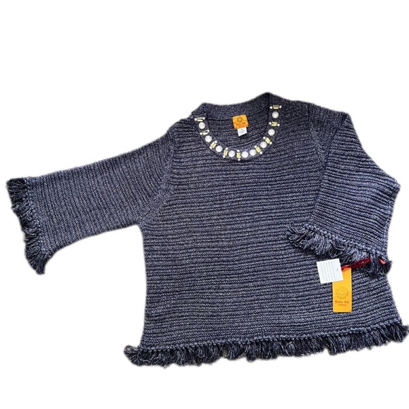 New Ruby Rd sweater size 3X “Spellbound” sparkly silver purple fringe beaded NWT - Picture 2 of 15